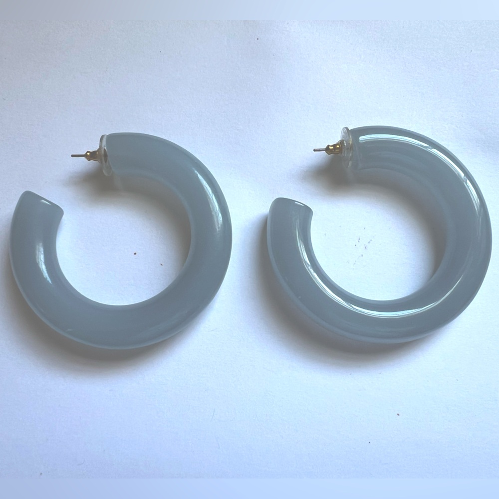 BaubleBar Light Blue Lucite Hoop Earrings - Picture 3 of 5